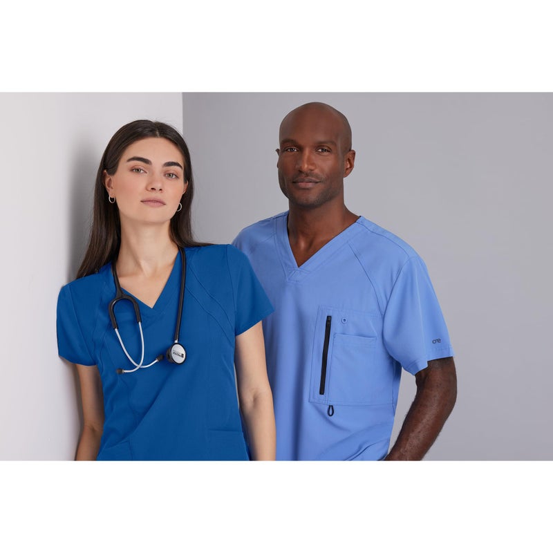 BARCO One Racer Classic Fit Scrub Top for Women â€“ Black, 4-Pocket V-Neck Scrub Shirt w/ 360 Spandex Stretch, Moisture Wicking, Anti-Static and Quick-Shed â€“ Large, Regular Fit - Image 3